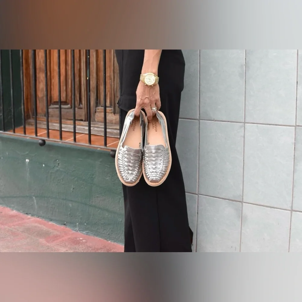 Macarena Collection Handmade Oxford Huarache Sandals –Mexican Leather Style Flat - Picture 6 of 7